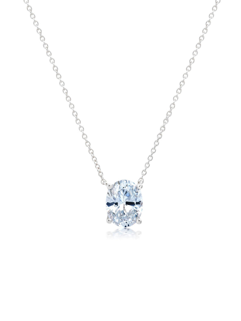 Oval Cut Solitaire 16'' Necklace - CRISLU