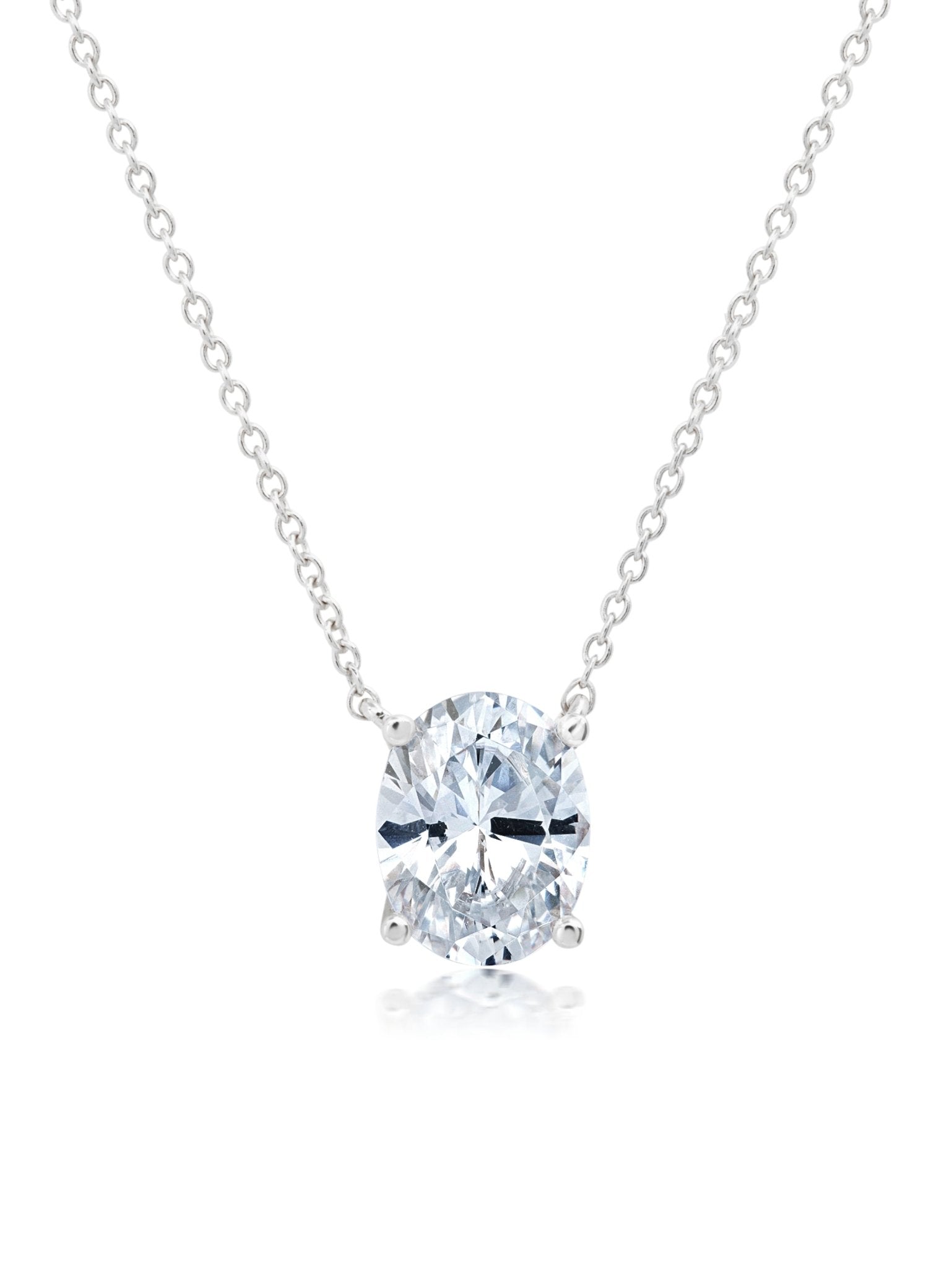 Oval Cut Solitaire 16'' Necklace - CRISLU