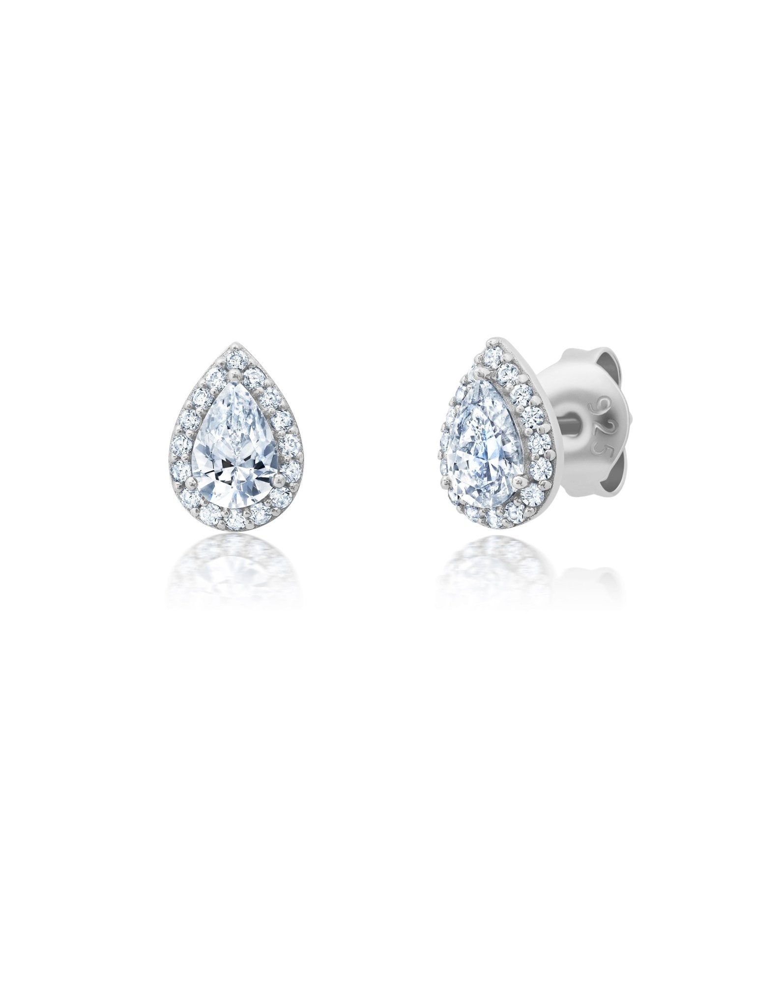 Pave and Pear Earrings in Platinum - CRISLU