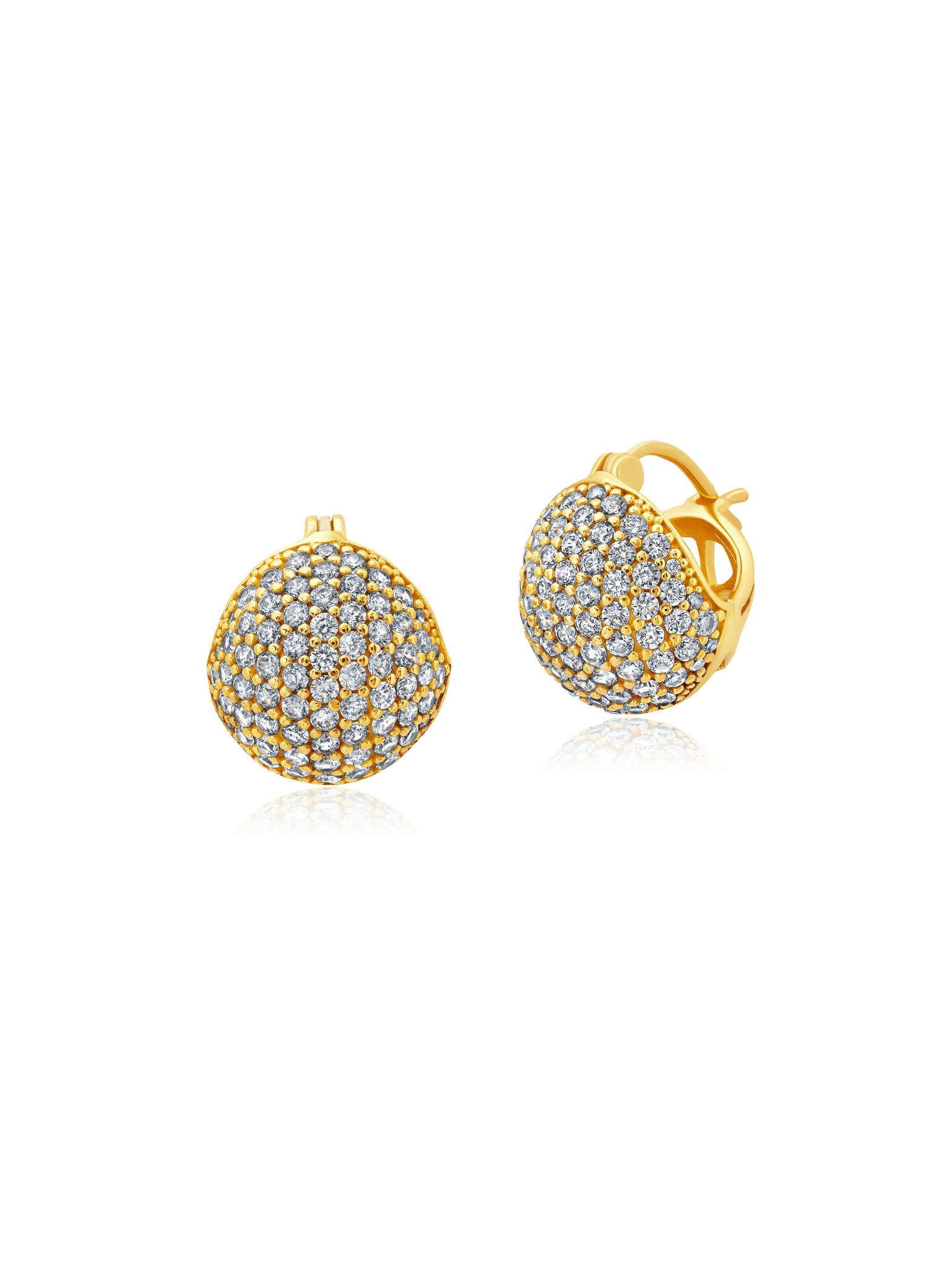 Pave Dome Huggie Earrings in Gold - CRISLU