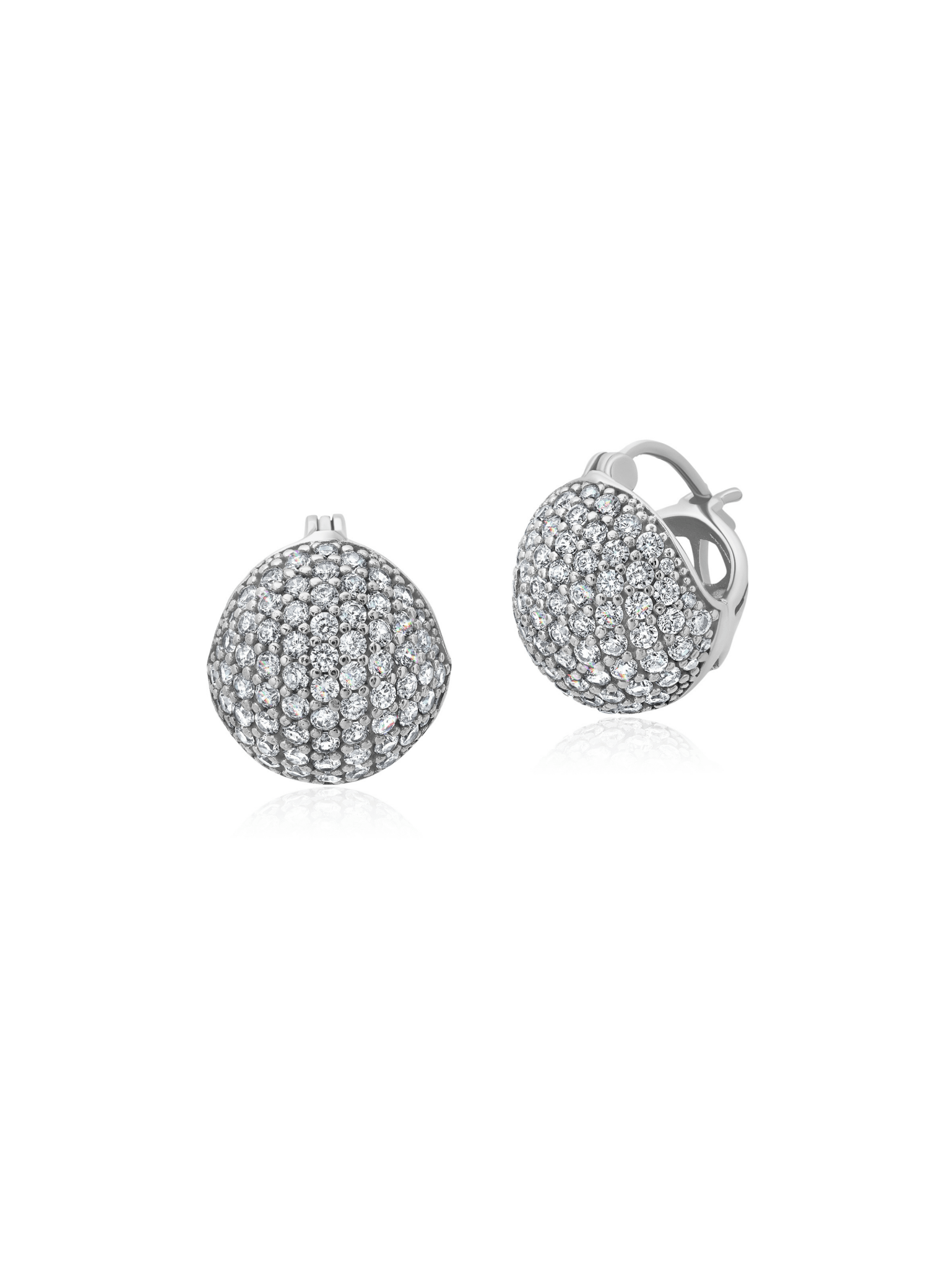 Pave Dome Huggie Earrings in Platinum - CRISLU