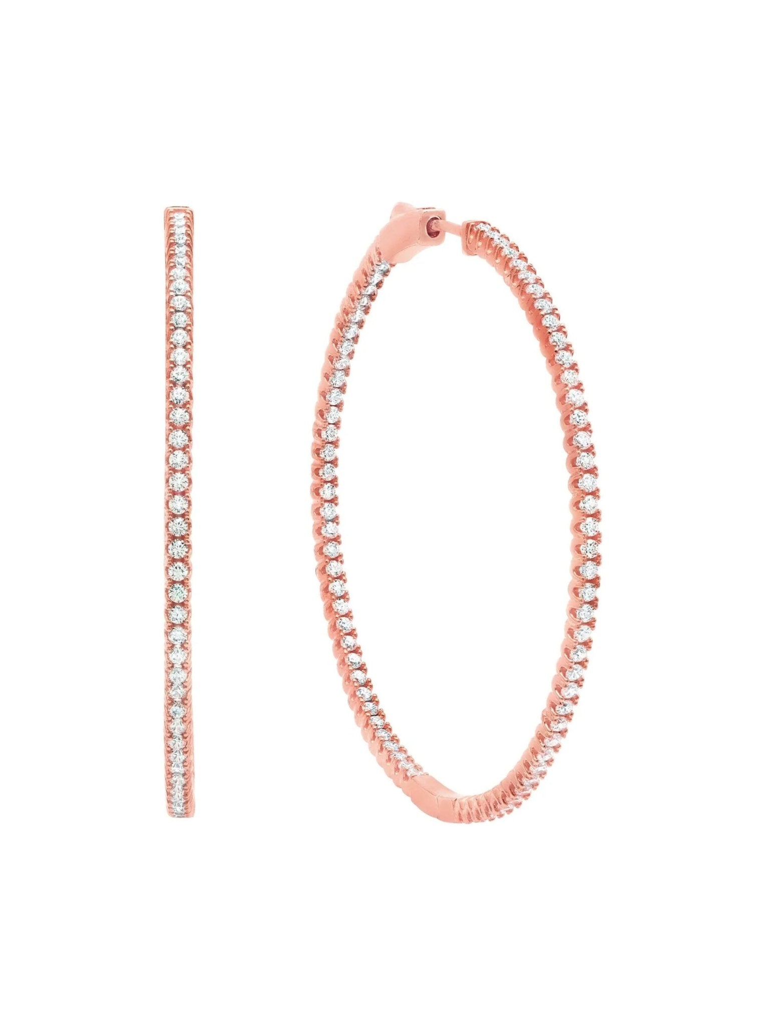 Pave Hoop Earrings Medium Finished in 18kt Rose Gold - CRISLU