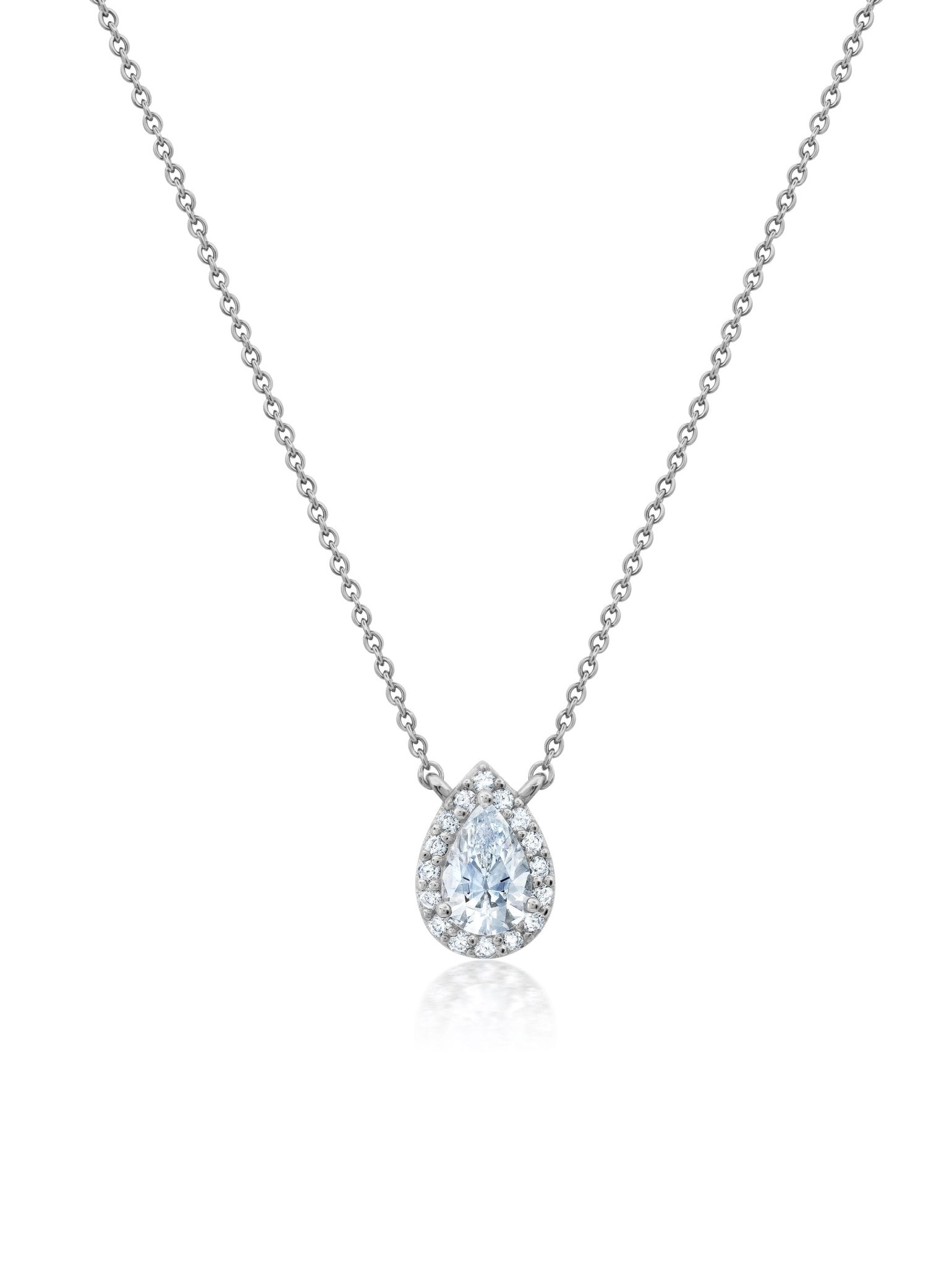 Pear and Pave Necklace in Platinum - CRISLU