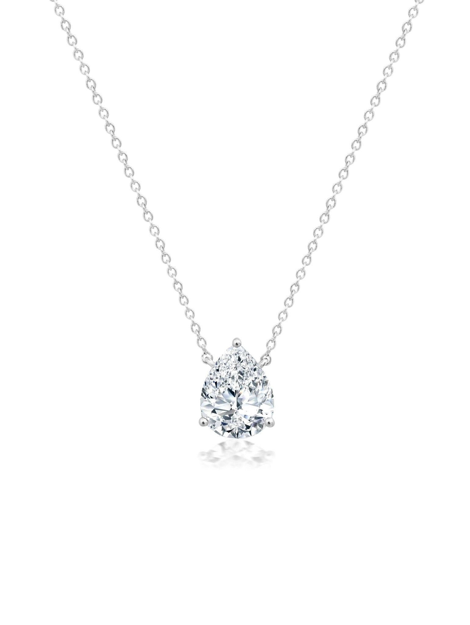 Pear Cut Solitaire 16'' Necklace - CRISLU