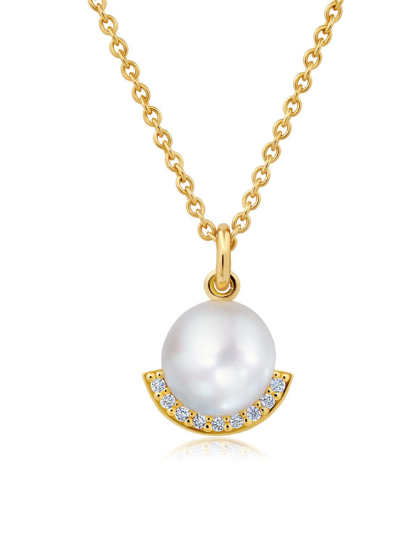 Pearl With Pave Border 16''+1''+1'' Extending Necklace - CRISLU