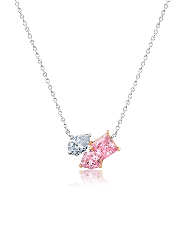 Pink And Clear Multi Stone Necklace - CRISLU