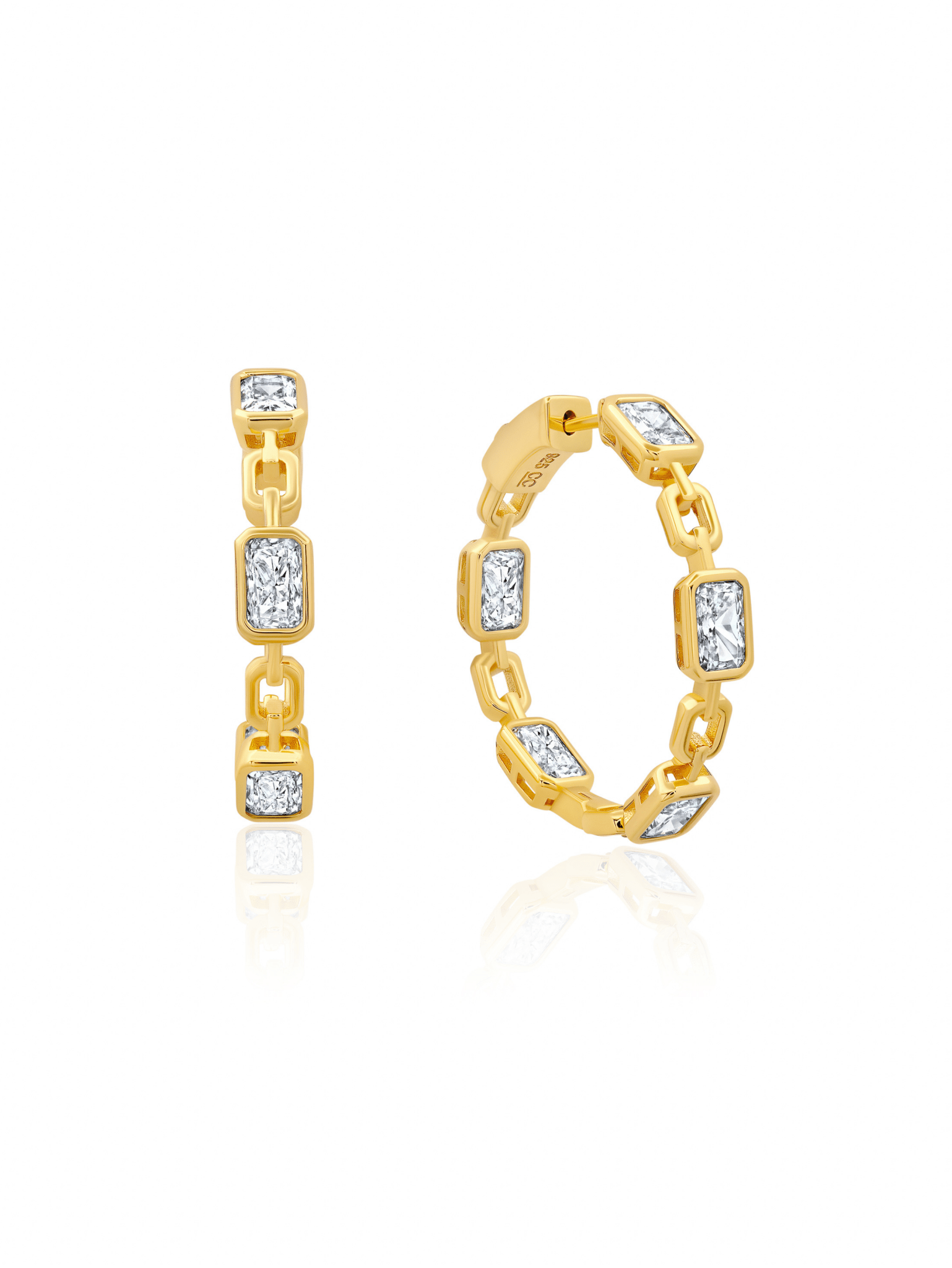 Radiant Link Hoop Earrings in Gold - CRISLU