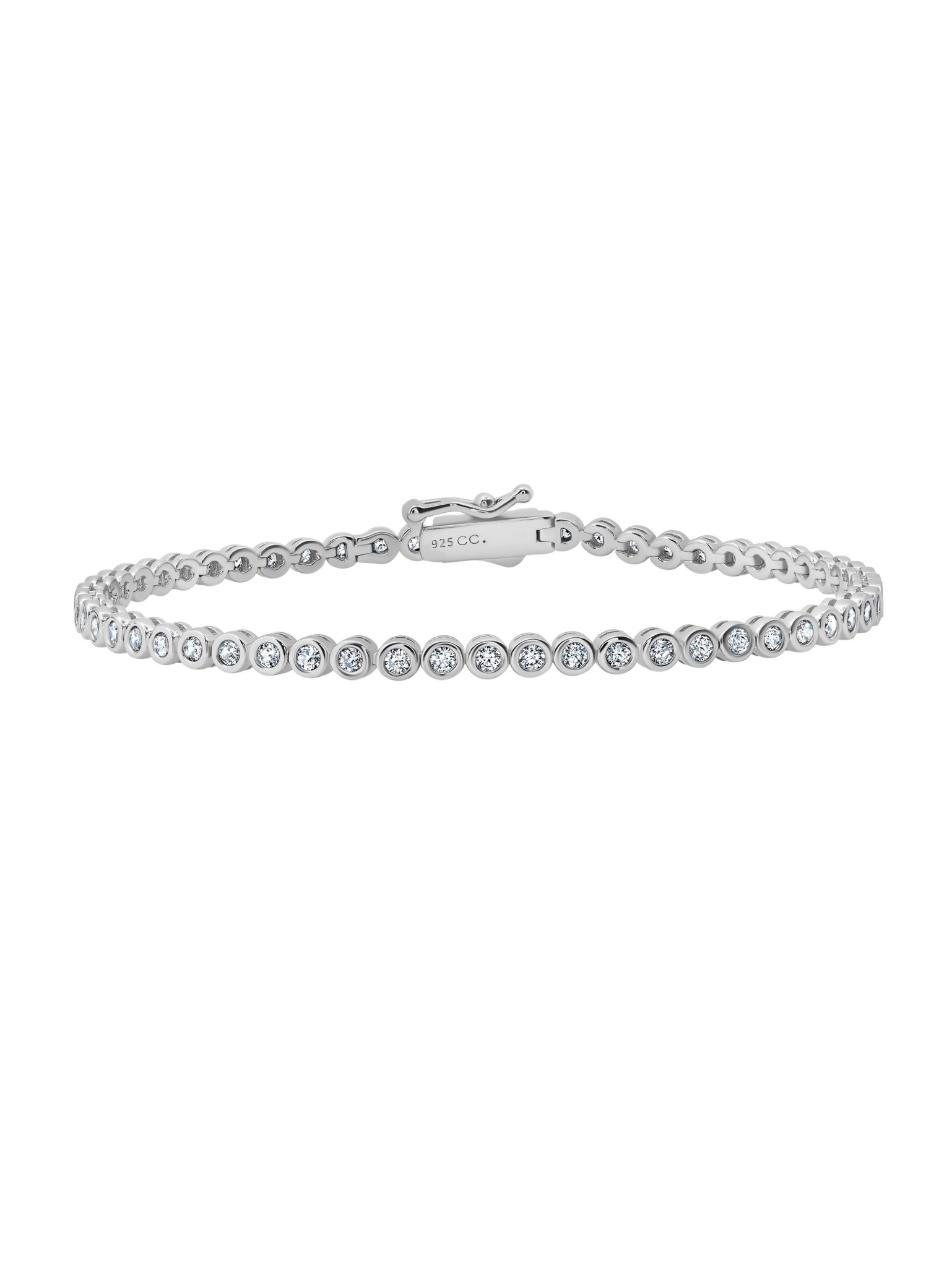 Round Bezel Bracelet in Platinum - CRISLU