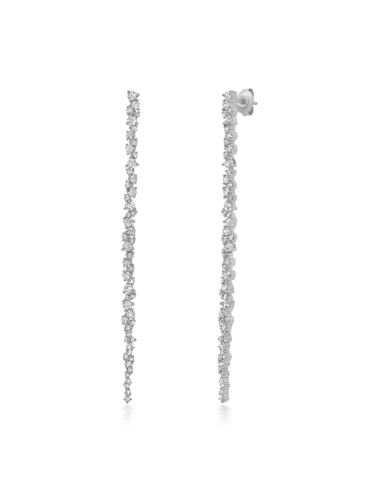 Round Cut Linear Drop Earrings in Platinum - CRISLU