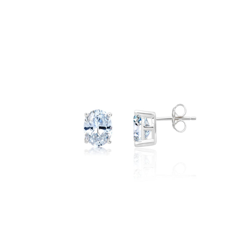 Small Oval Cut Solitaire Post Earrings - CRISLU