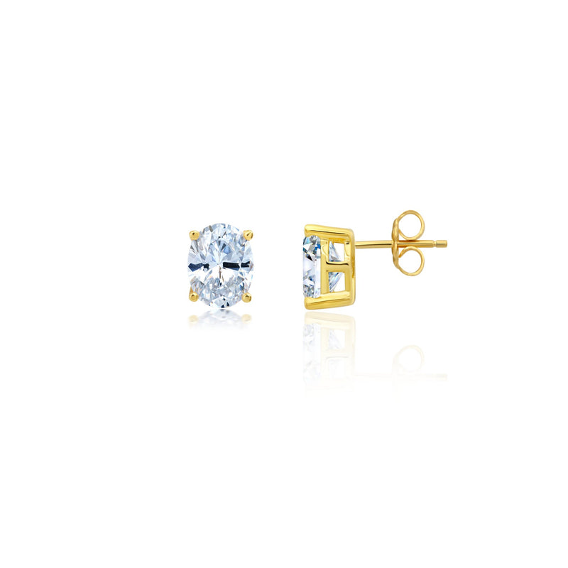 Small Oval Cut Solitaire Post Earrings - CRISLU