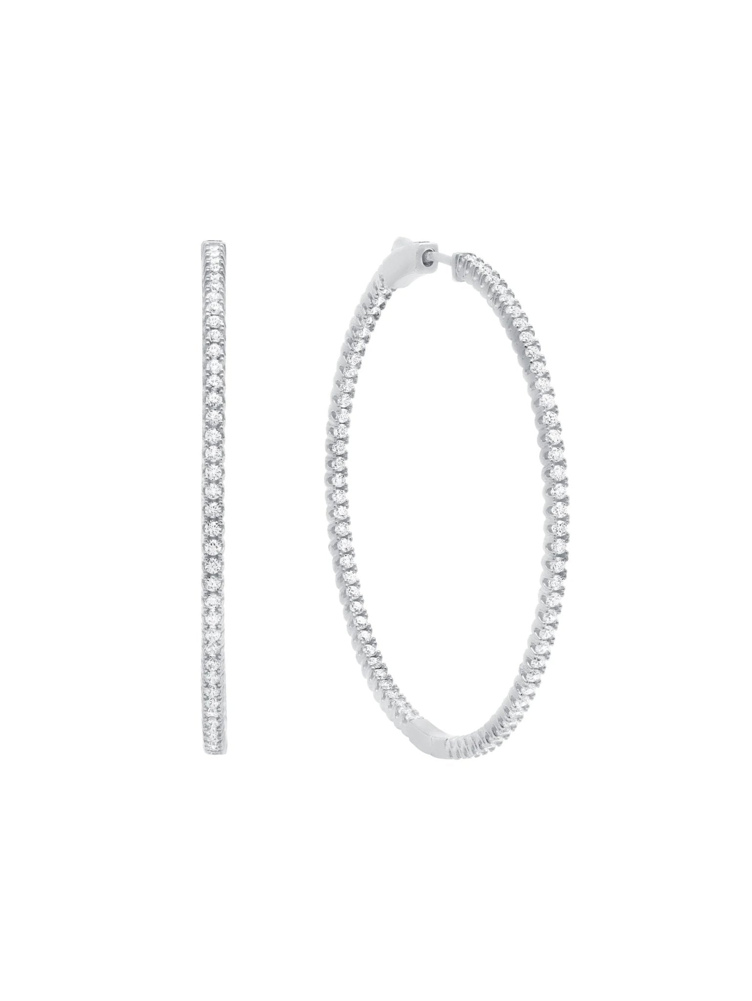 Small Pave Hoop Earrings in Platinum - CRISLU