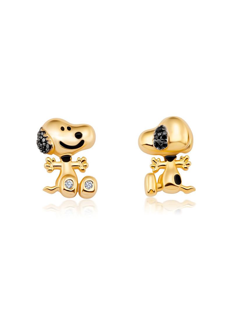 Snoopy Front/Back Earrings - Gold - CRISLU