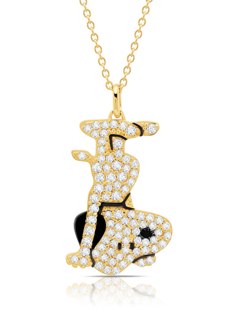 Snoopy Headstand Pave Necklace in 18kt Yellow Gold - CRISLU