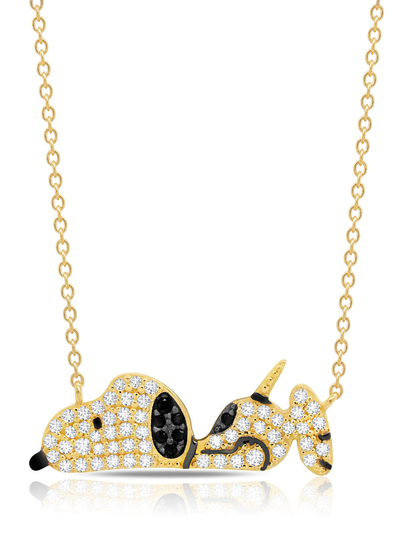 Snoopy Laying Down Necklace in 18kt Yellow Gold - CRISLU