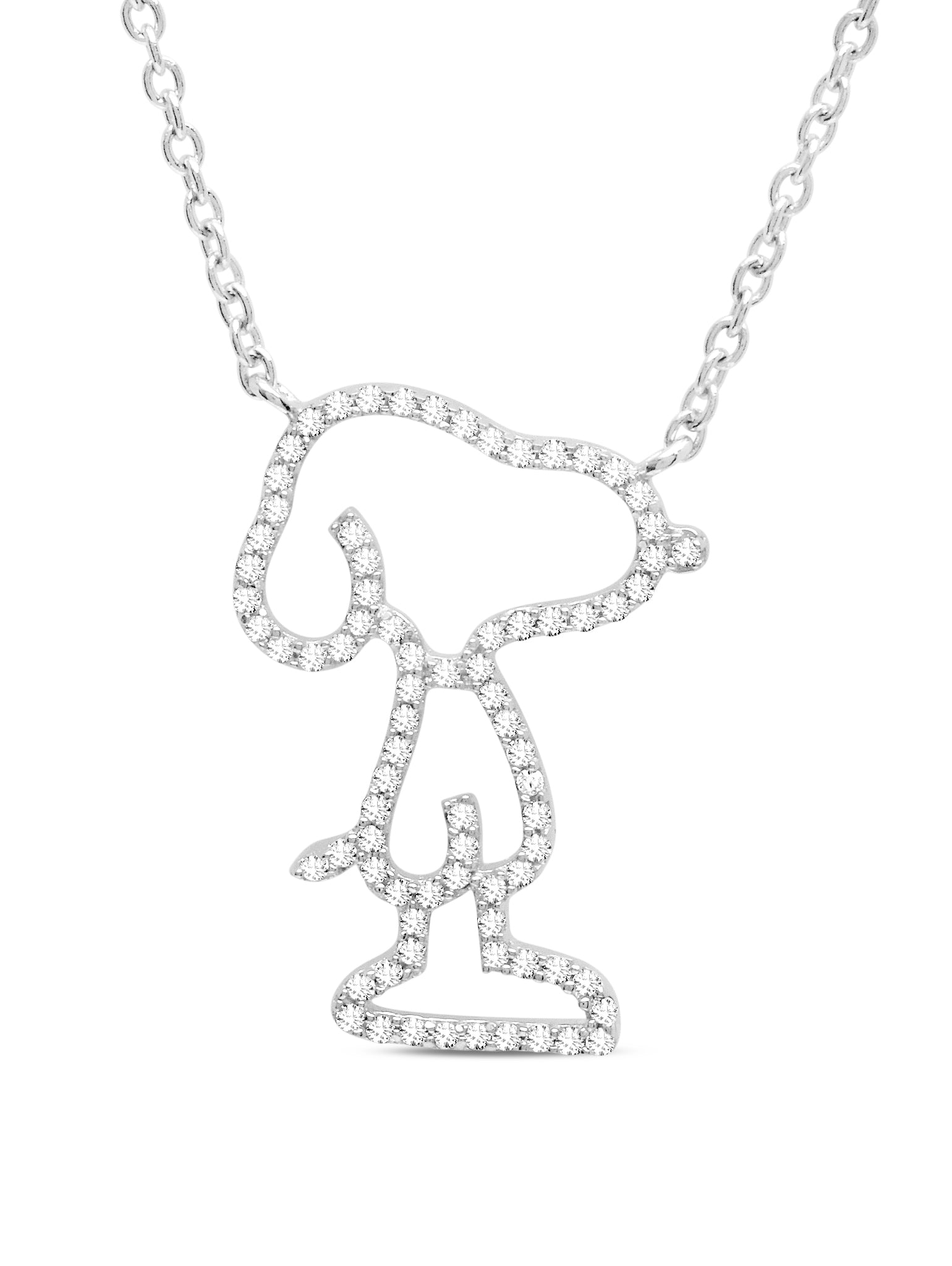 Snoopy Pave Silhouette Necklace in Pure Platinum - CRISLU