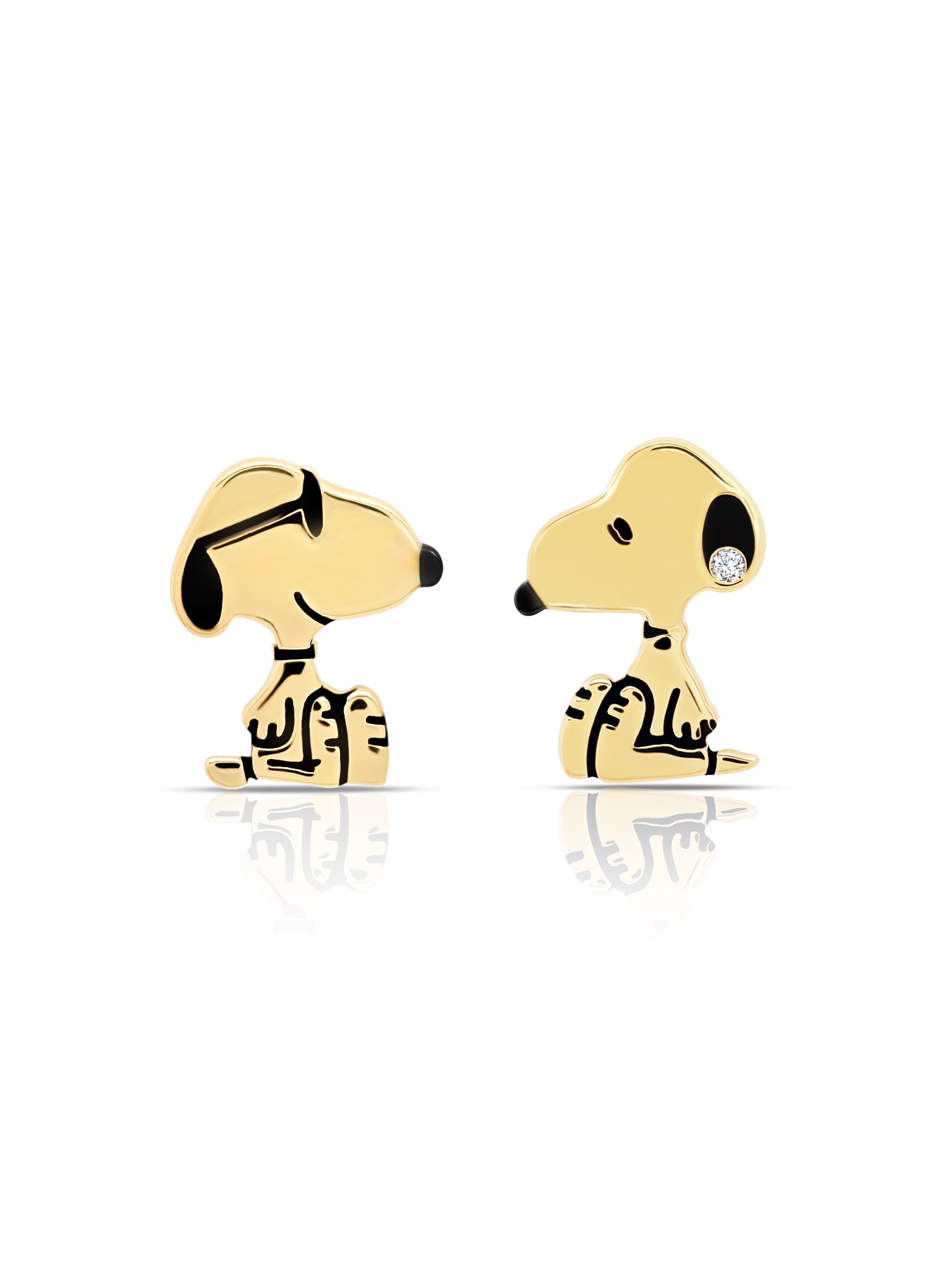 Snoopy Stud Earrings in 18kt Yellow Gold - CRISLU