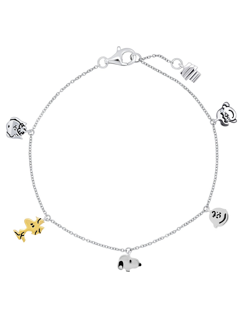 Snoopy & the Gang Charm Bracelet in Pure Platinum - CRISLU