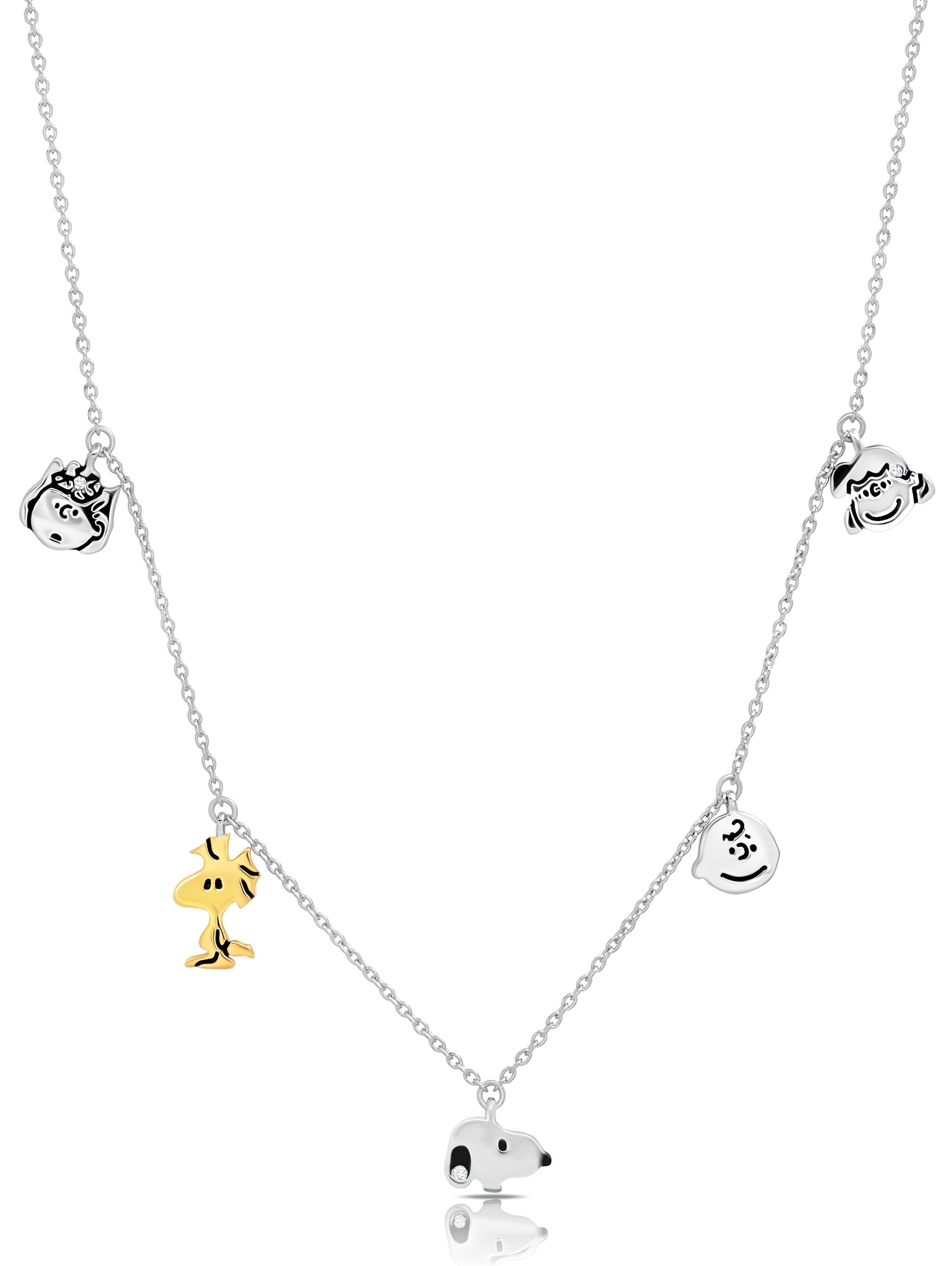 Snoopy & the Gang Charm Necklace in Pure Platinum - CRISLU