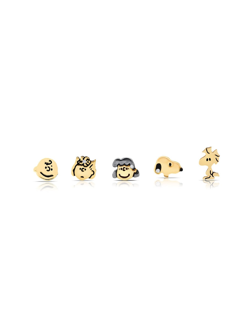 Snoopy & the Gang Stud Earrings Set in 18kt Yellow Gold - CRISLU