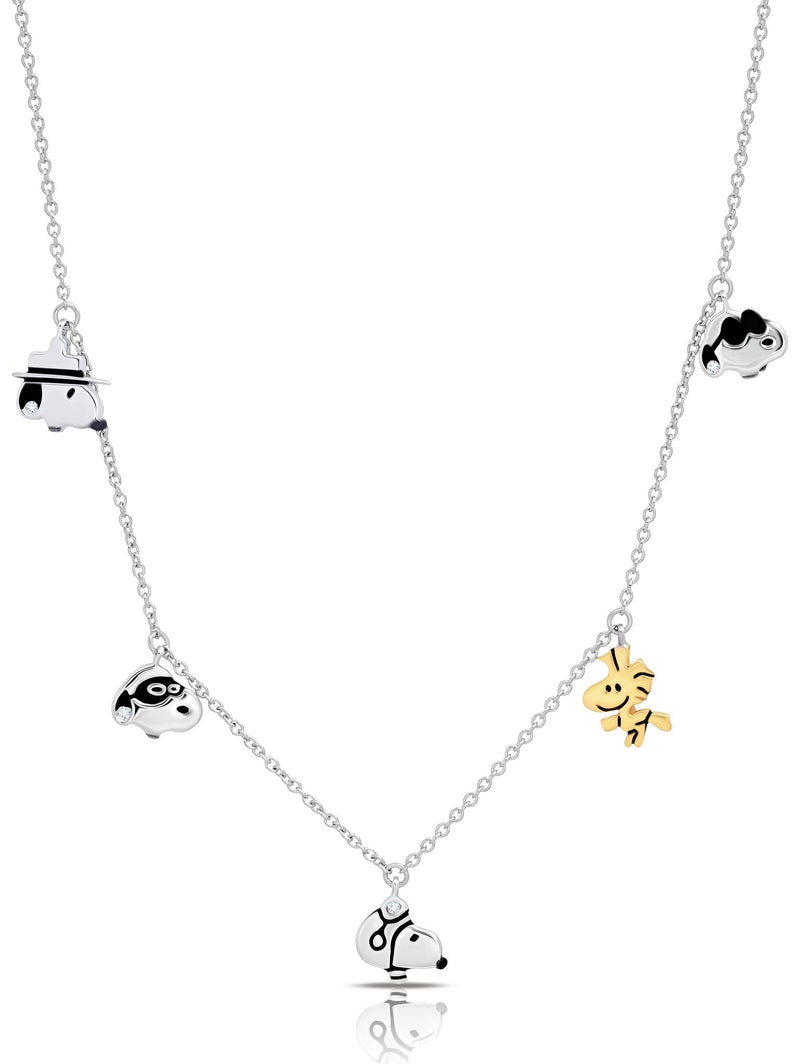 Snoopy & Woodstock Charm Necklace in Pure Platinum - CRISLU