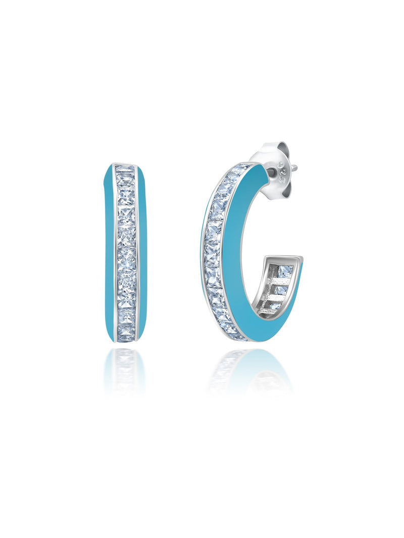 Teal Glaze Hoop Earrings - CRISLU