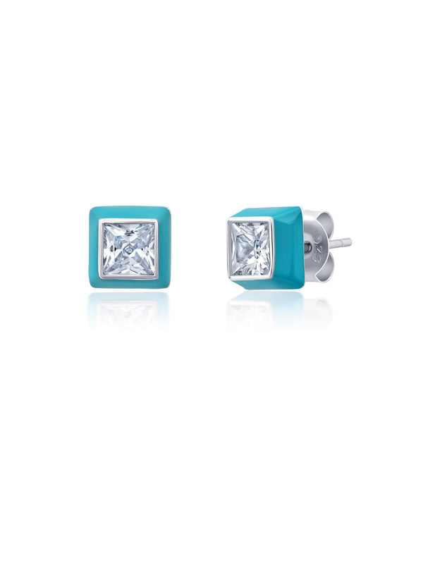 Teal Glaze Square Earring - CRISLU