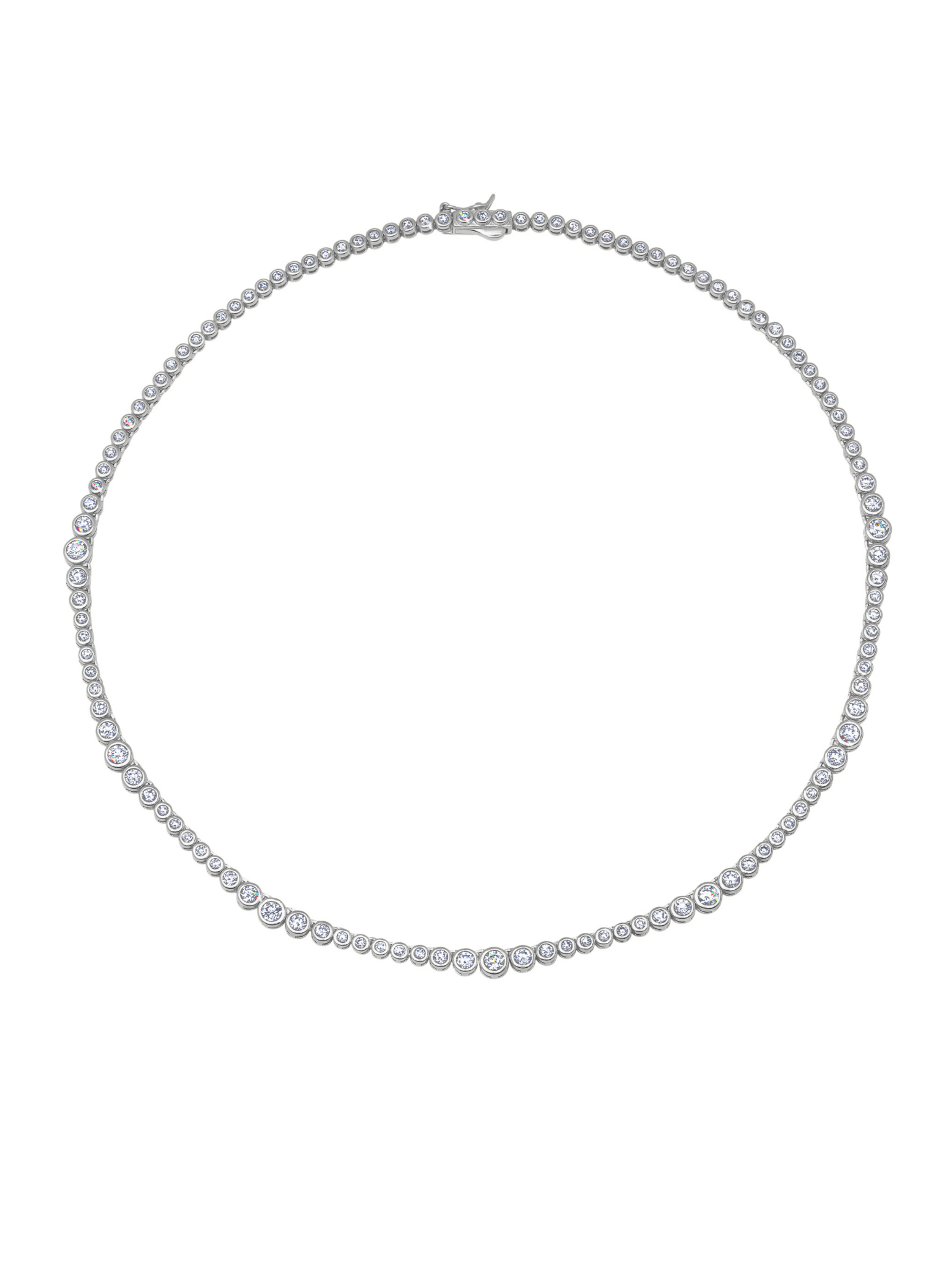 Treasure Bezel Tennis Necklace in Platinum - CRISLU