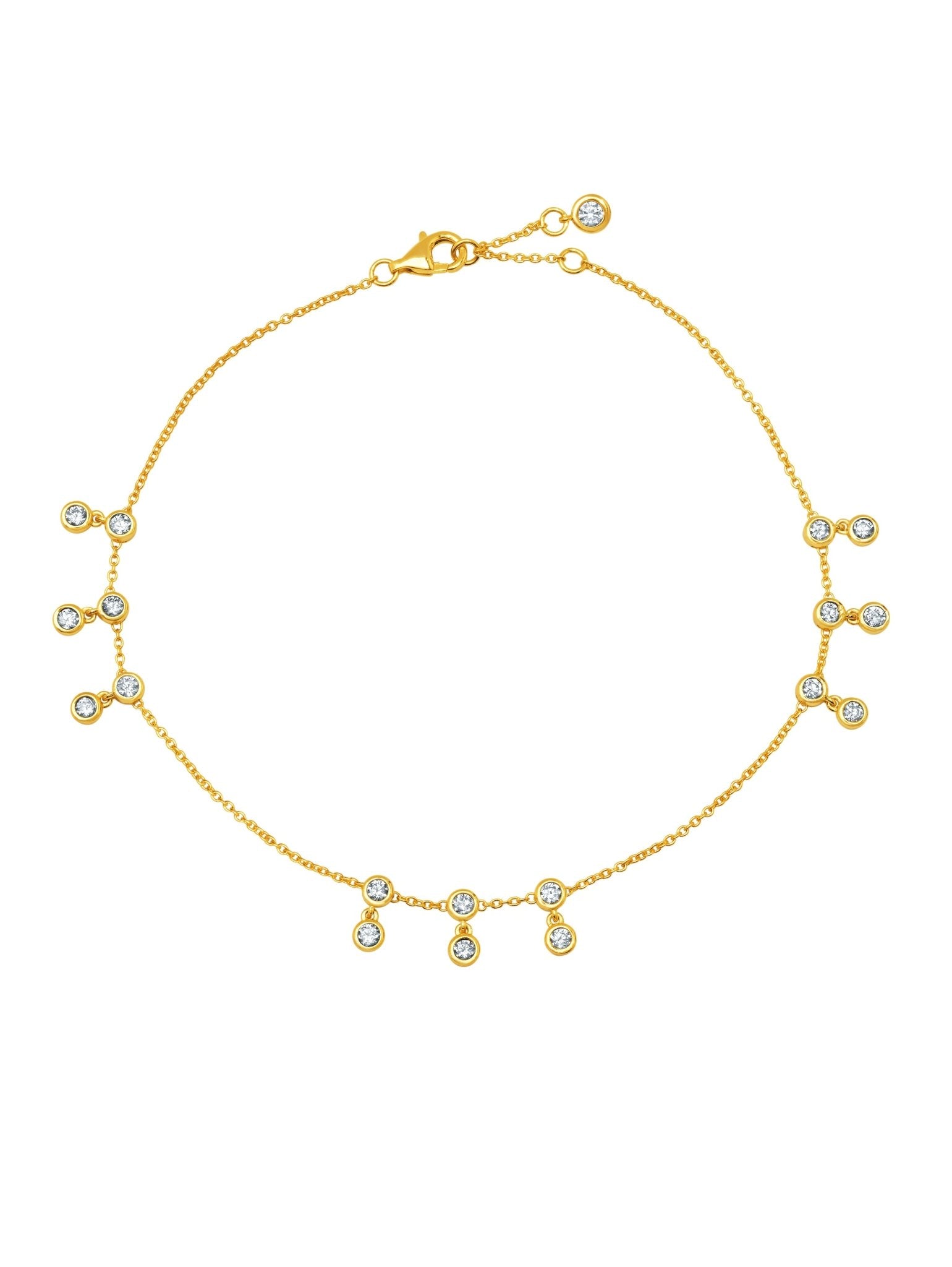 Tri Bezel Anklet in Gold - CRISLU