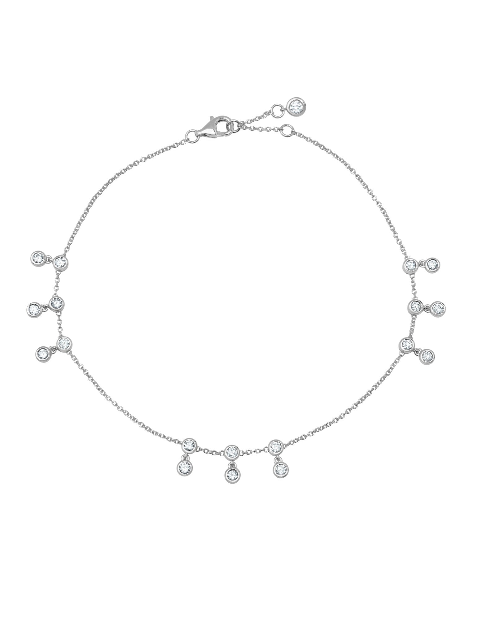 Tri Bezel Anklet in Platinum - CRISLU