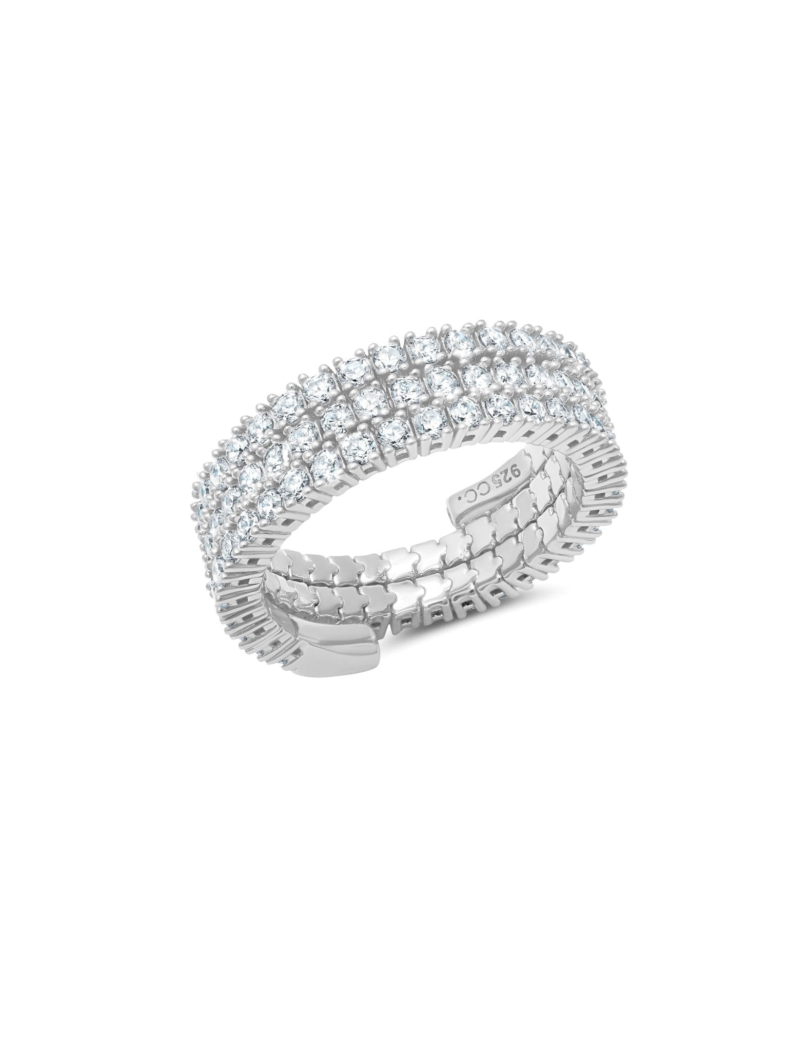 Triple Band Adjustable Ring in Platinum - CRISLU