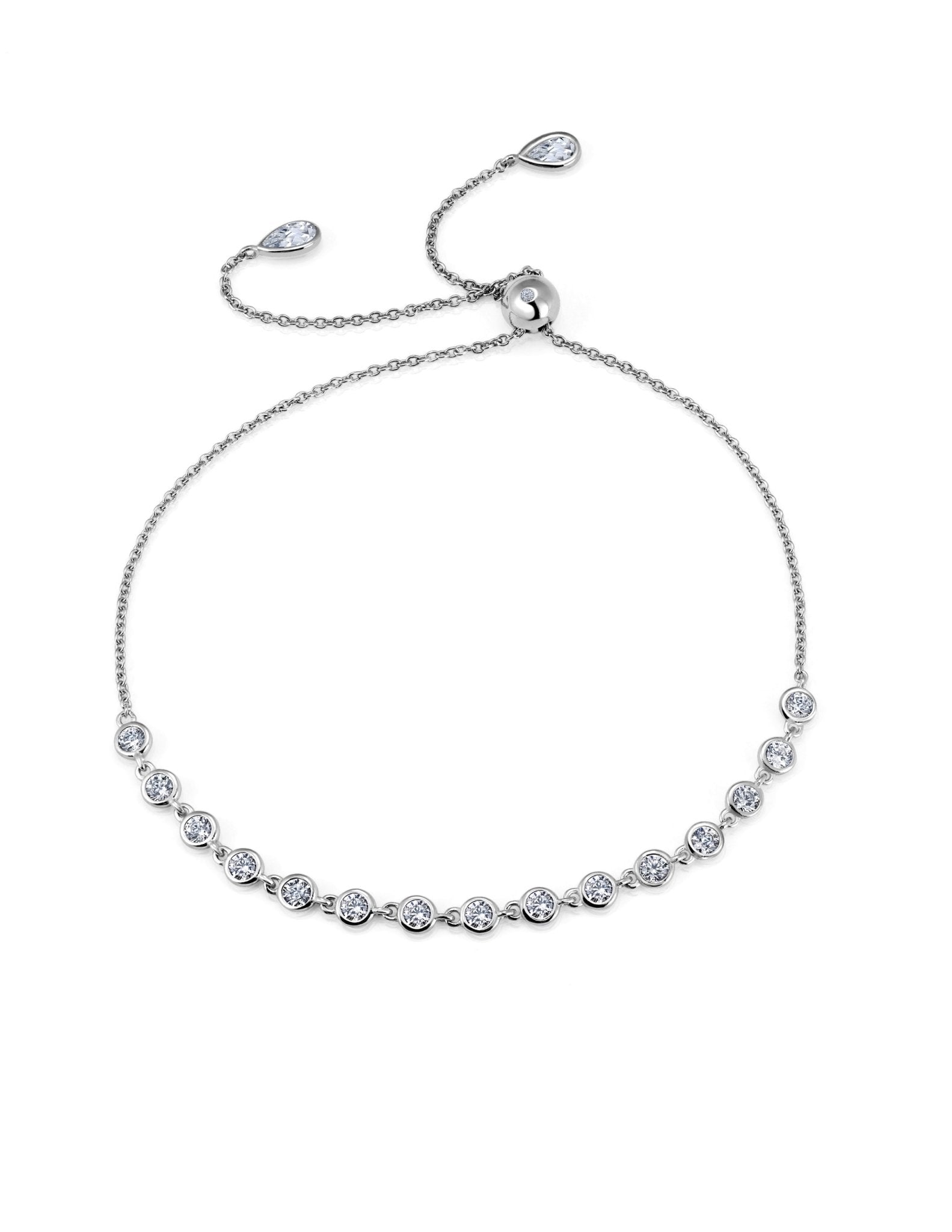 Adjustable Bezel Bracelet Finished in Pure Platinum - CRISLU