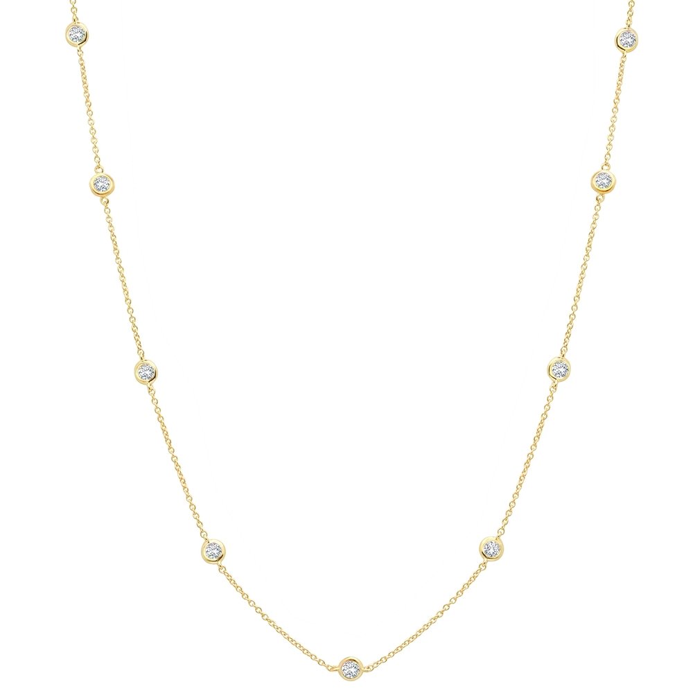 Bezel 16" Necklace Finished in 18kt Yellow Gold -4mm - CRISLU