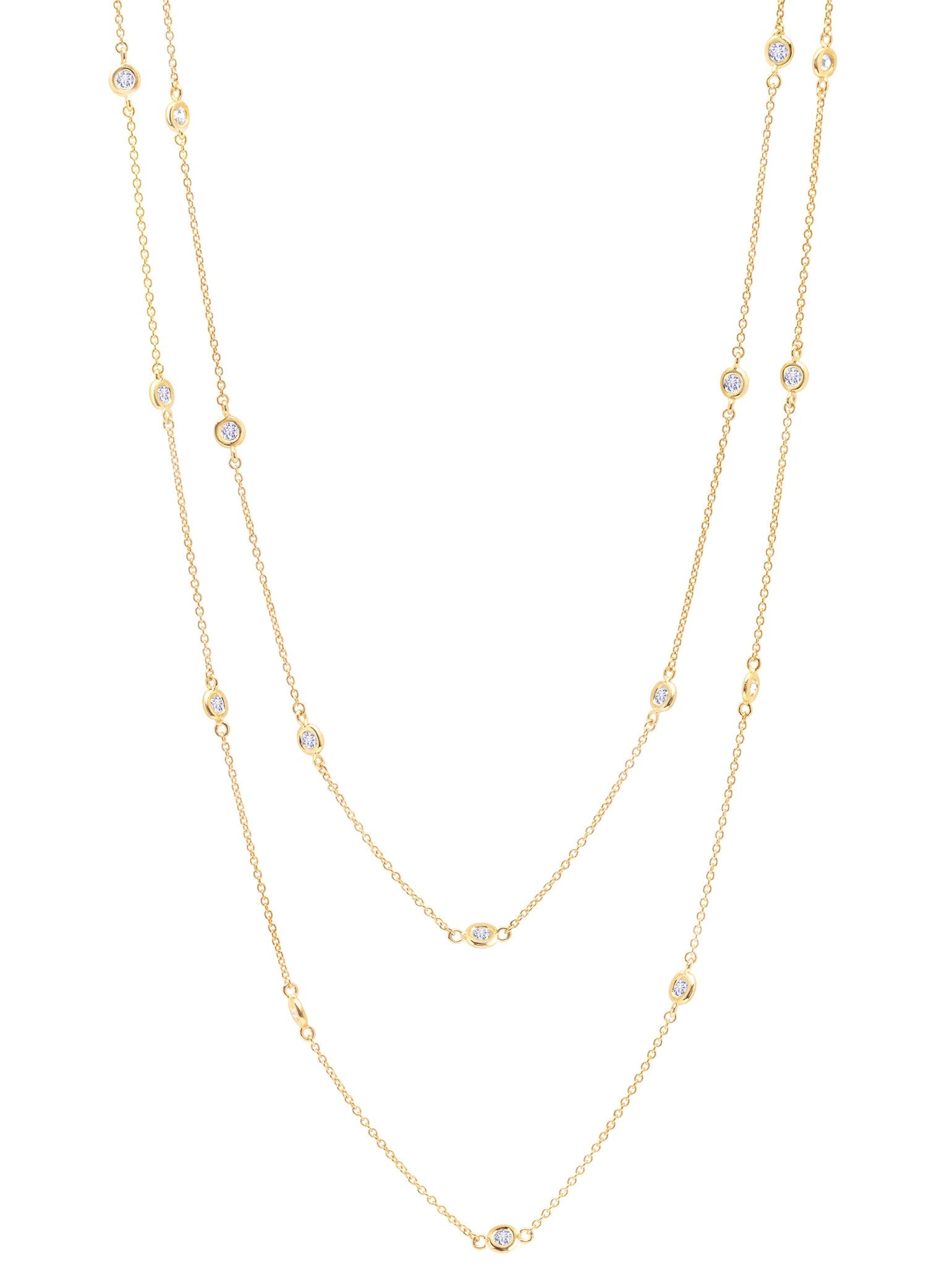 Bezel 36" Necklace Finished in 18kt Yellow Gold- 2mm - CRISLU