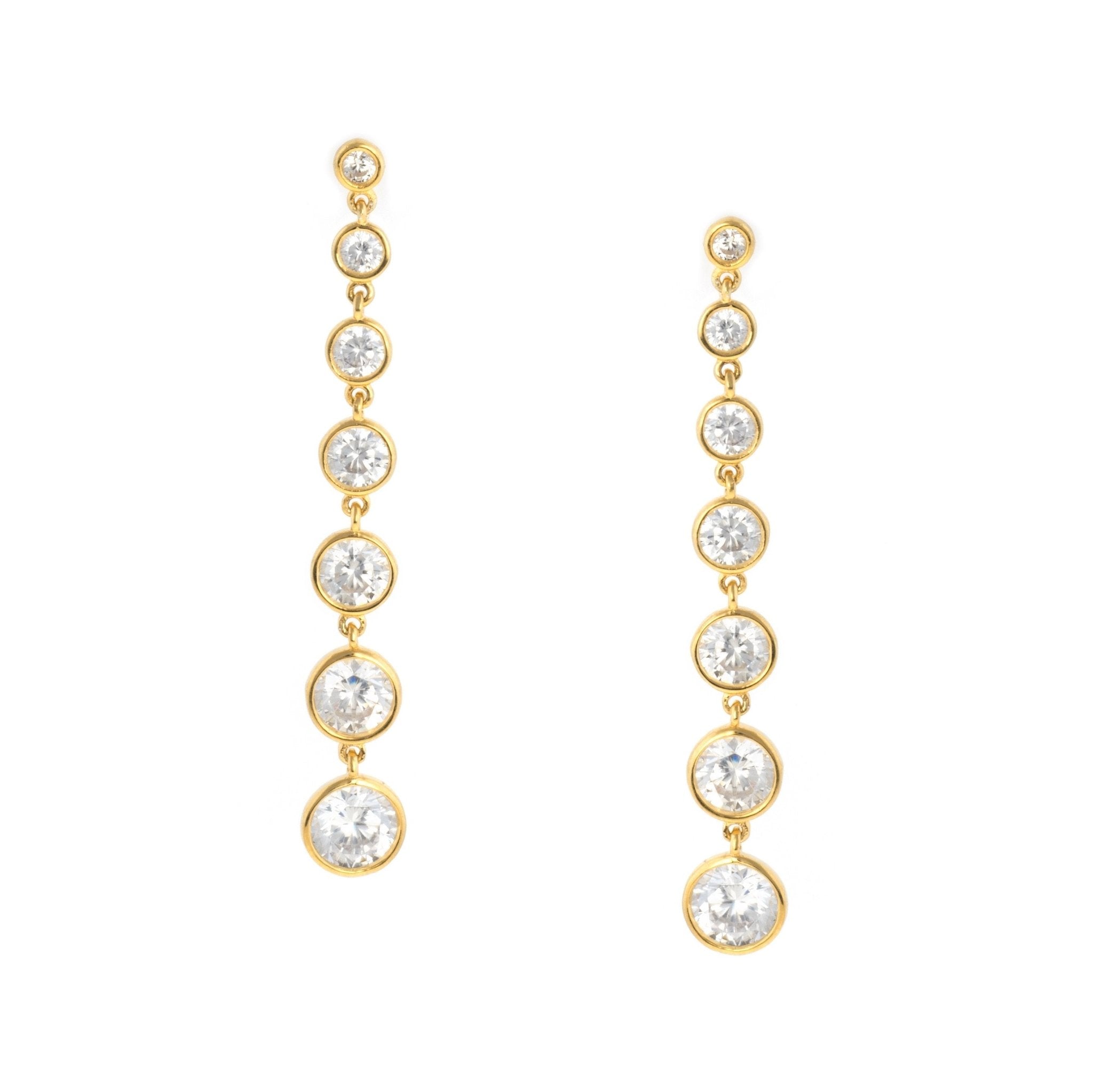 Bezel Set Drop Earrings Finished in 18kt Yellow Gold - CRISLU