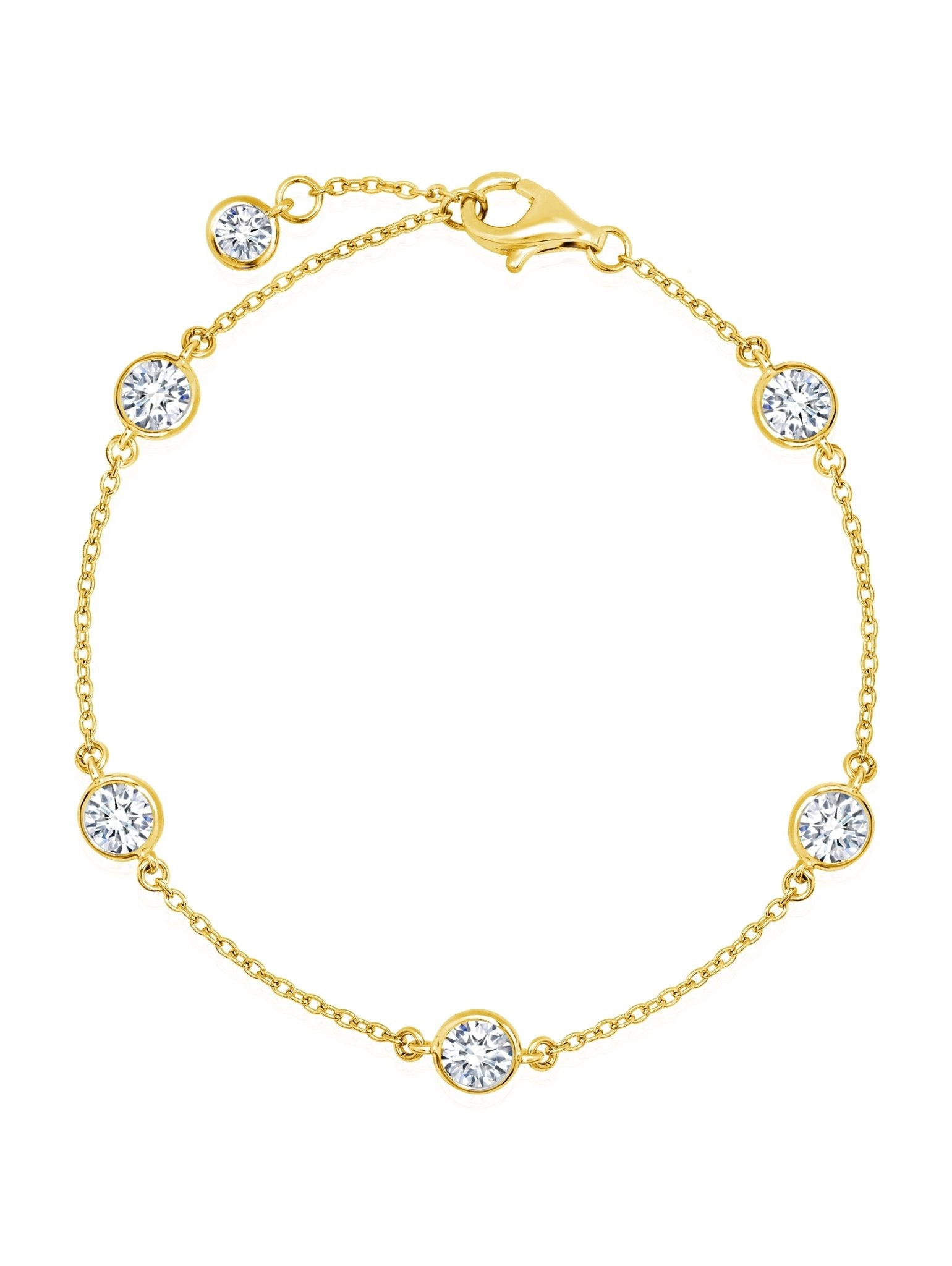 Bezel Set Station Bracelet Finished in 18kt Yellow Gold - 4mm - CRISLU