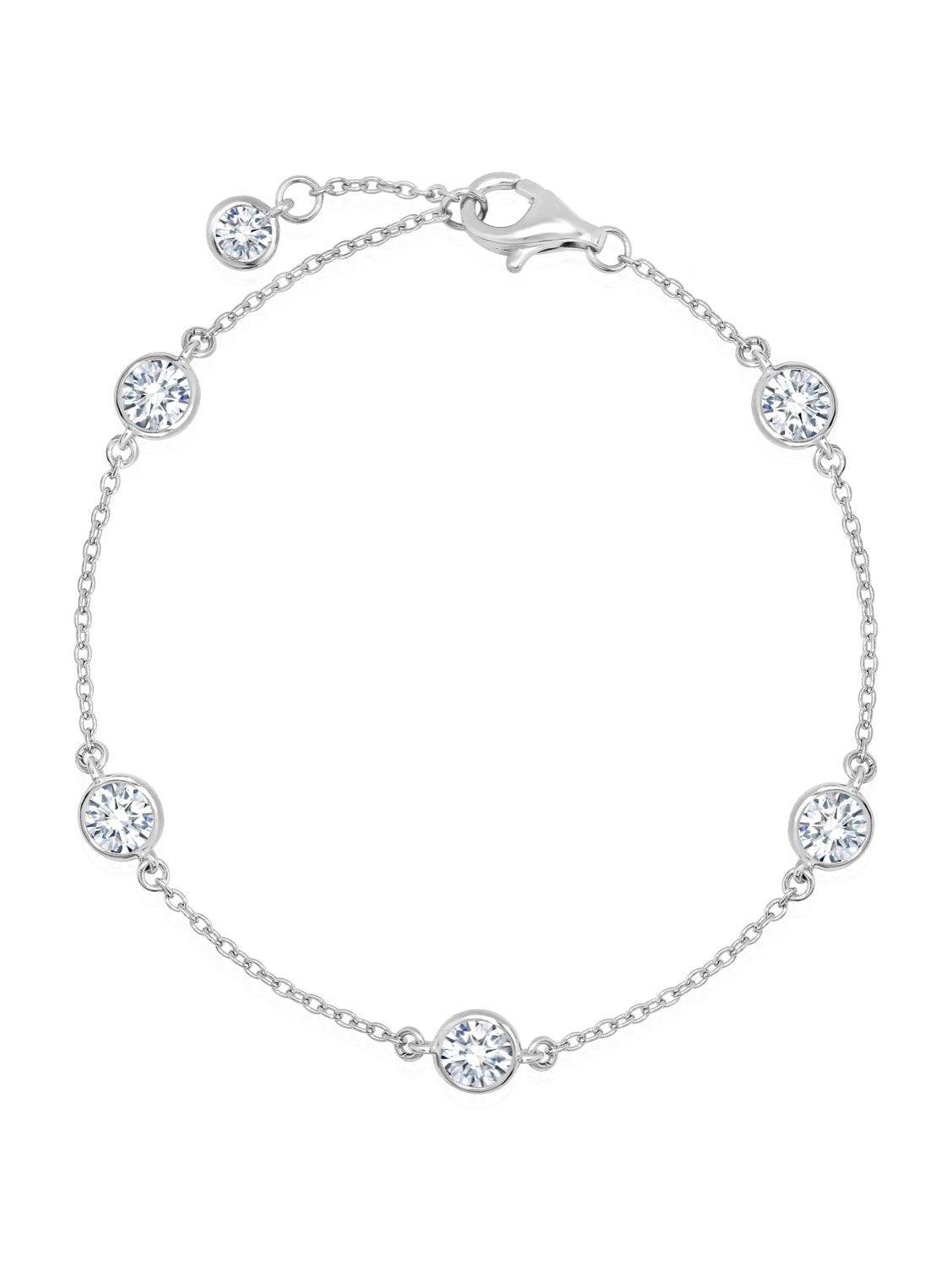 Bezel Set Station Bracelet Finished in Pure Platinum - 4mm - CRISLU