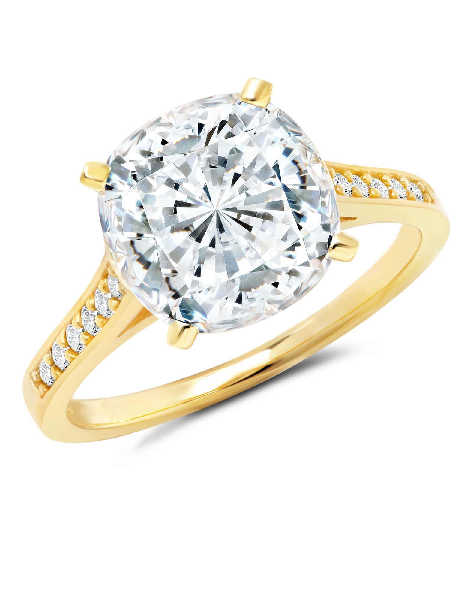 Bliss Cushion Cut Ring Finished in 18kt Yellow Gold - CRISLU