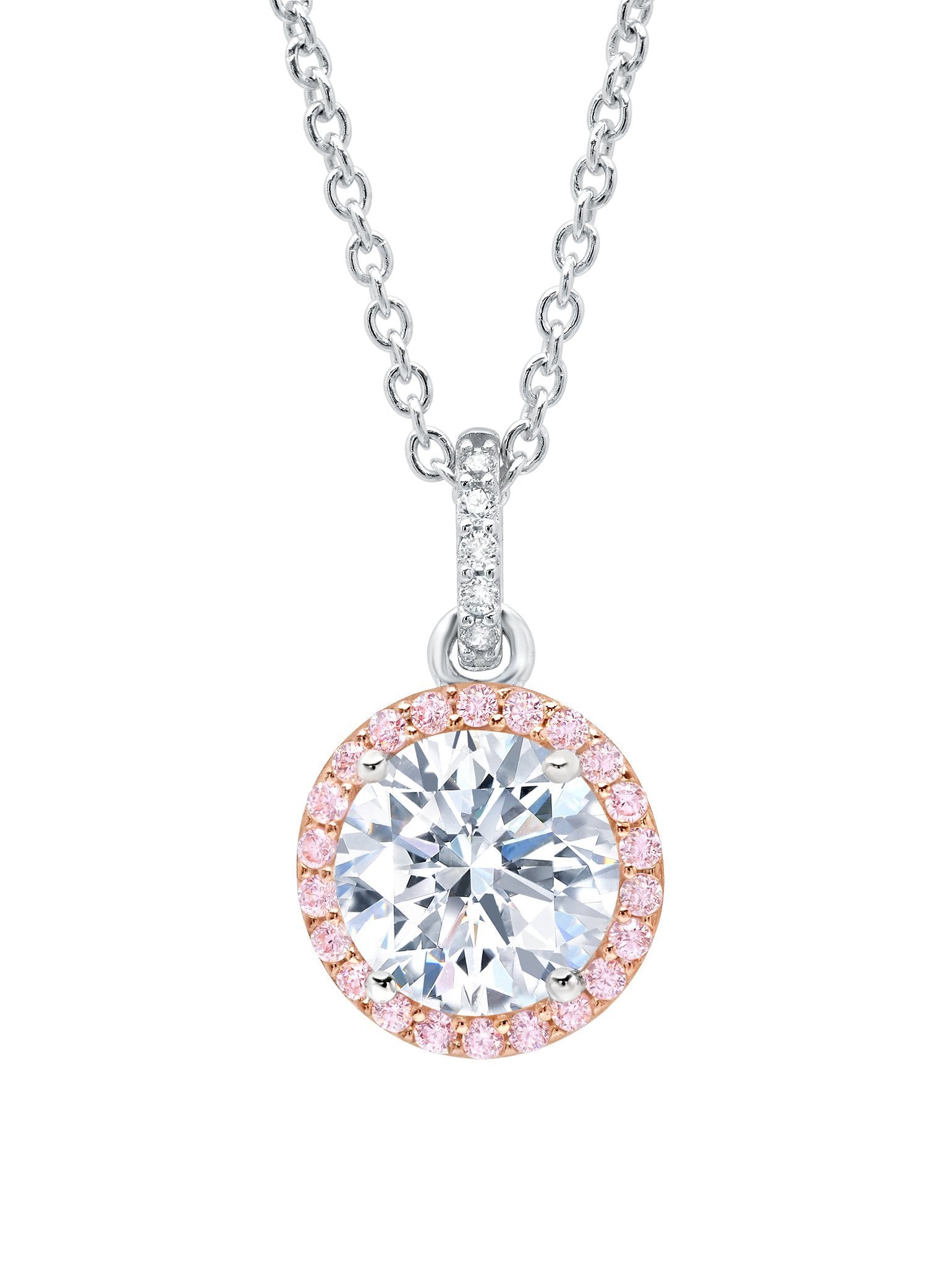 Brilliant Cut Fiore Pink Halo Pendant - CRISLU