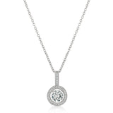 Brilliant Cut Halo Pendant Finished in Pure Platinum - CRISLU