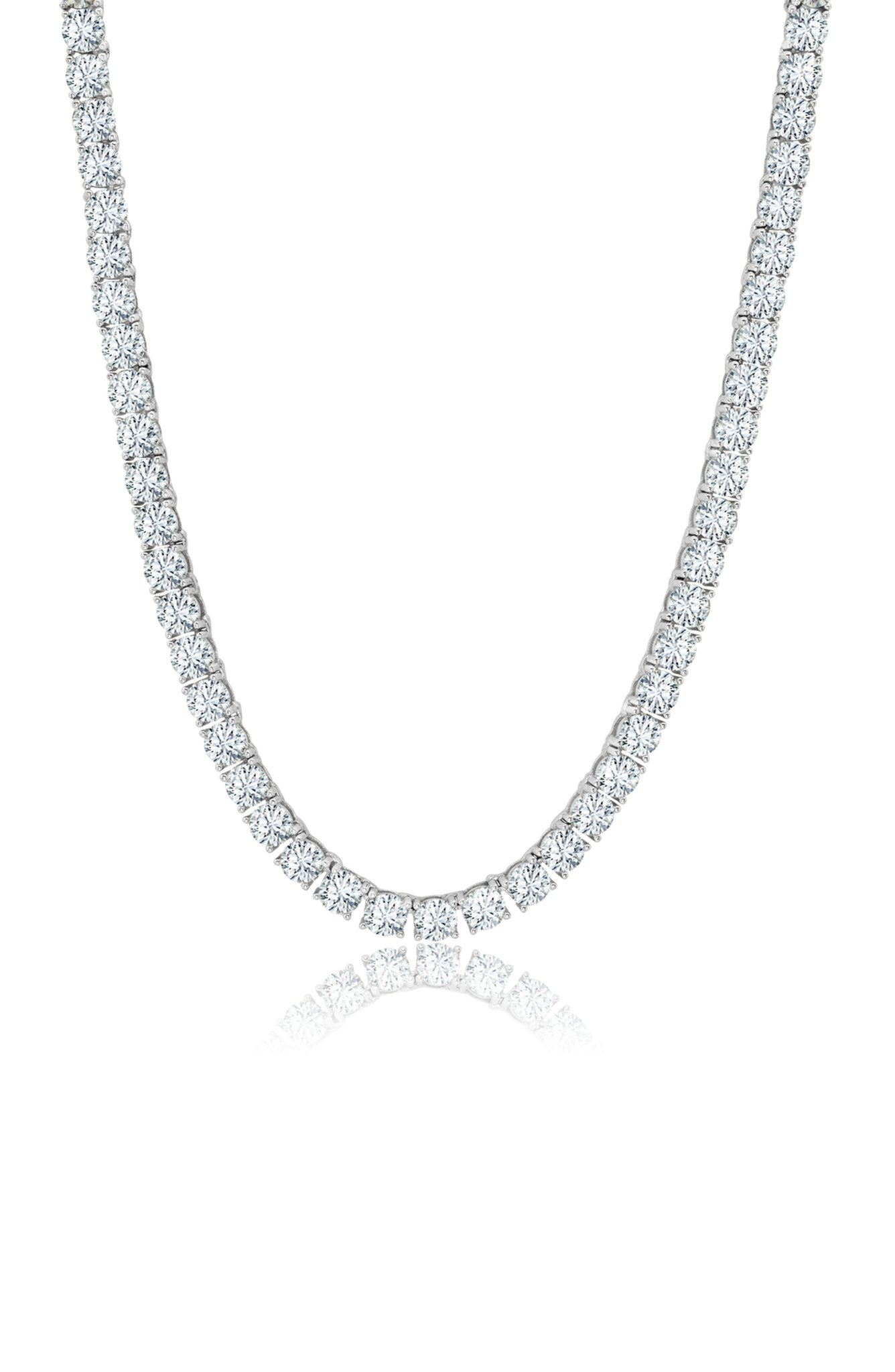 Brilliant Cut Tennis Necklace Finished in Pure Platinum 3mm - CRISLU