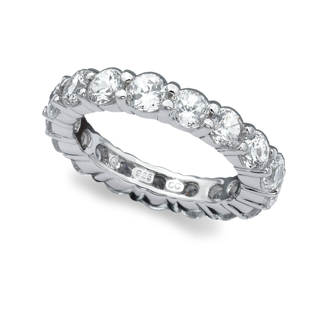 Brilliant Round Cut Eternity Band - 3.75 mm - Finished in Pure Platinum - CRISLU