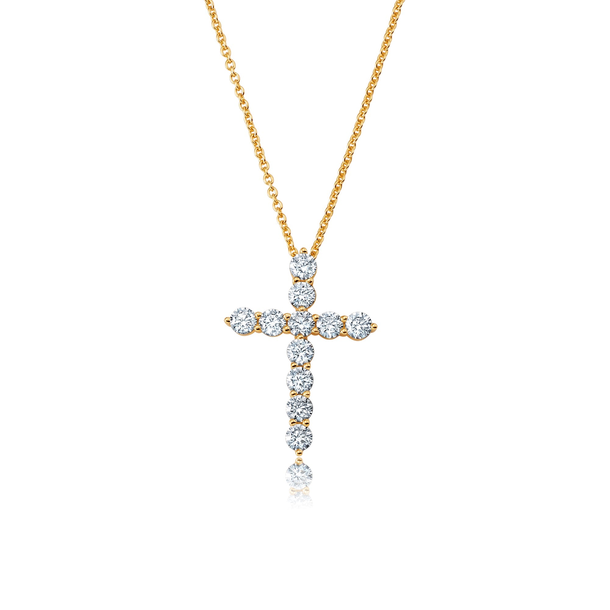 Brilliant Round Prong Set Cross Necklace - CRISLU