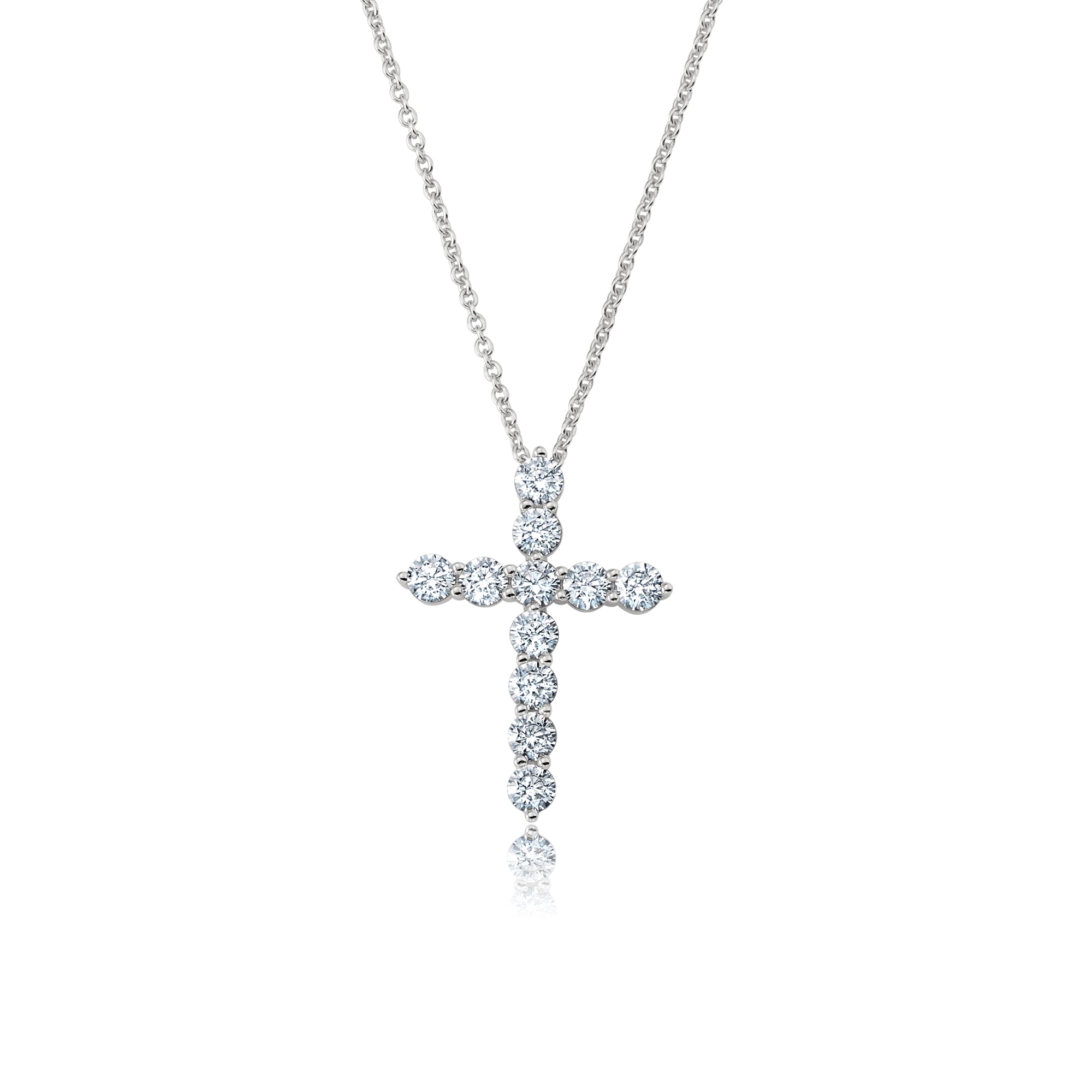 Brilliant Round Prong Set Cross Necklace - CRISLU