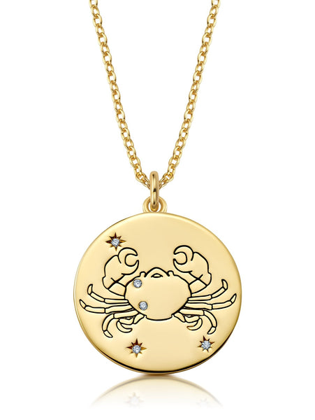 Cancer star sign Zodiac necklace Gold plated - Heart Mala Yoga Jewellery