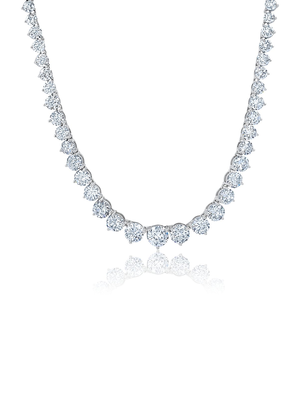 Classic Graduated Tennis Necklace Finished in Pure Platinum - CRISLU