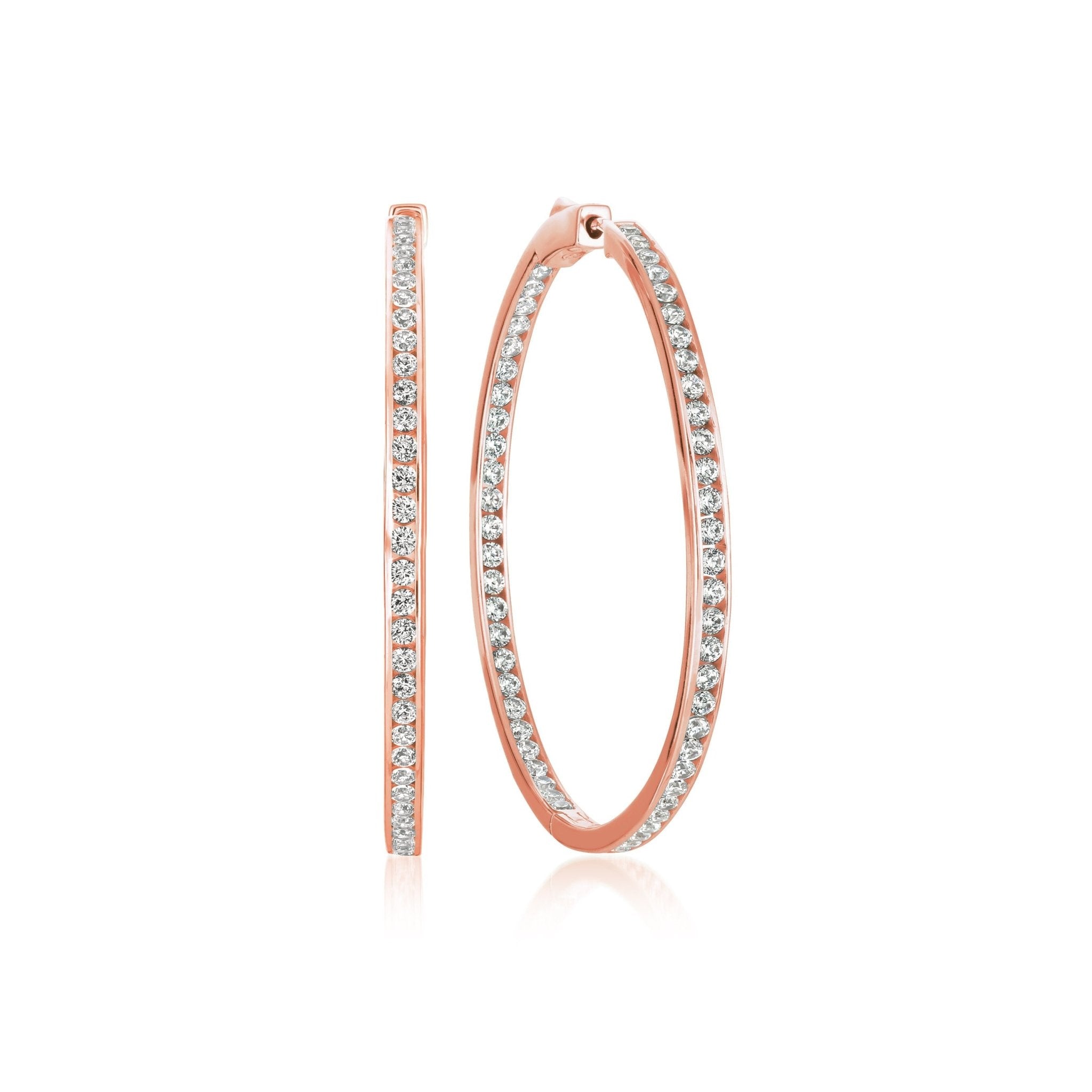 Classic Inside Out Hoop Earrings Finished in 18kt Rose Gold - 1.3" diameter - CRISLU