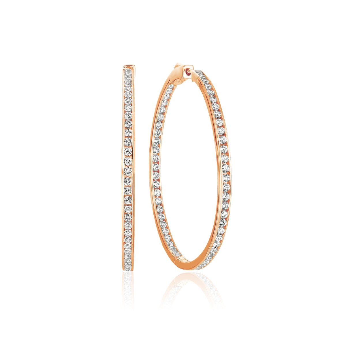 Classic Inside Out Hoop Earrings Finished in 18kt Rose Gold - 1.5" diameter - CRISLU