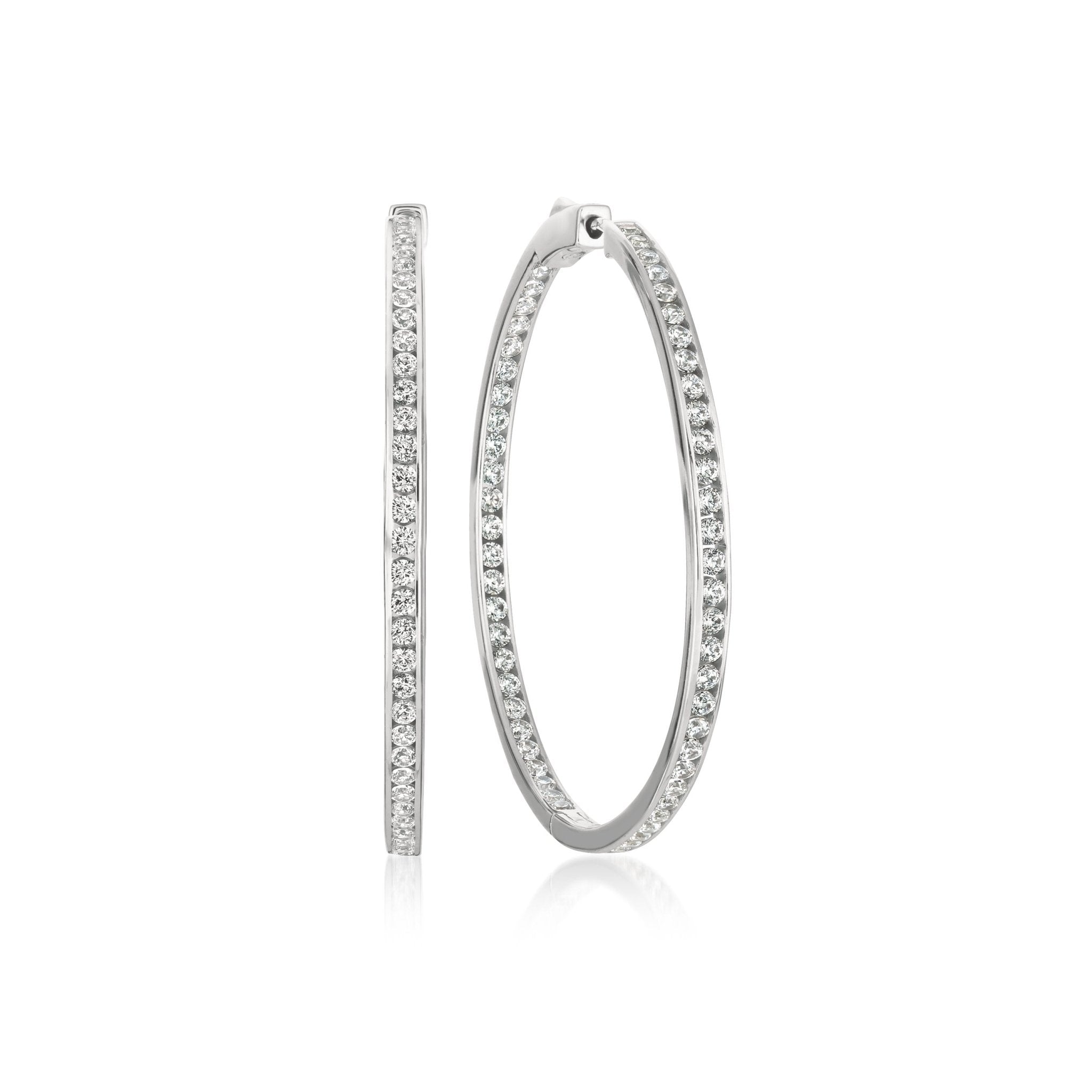 Classic Inside Out Hoop Earrings Finished in Pure Platinum - 1.3" diameter - CRISLU