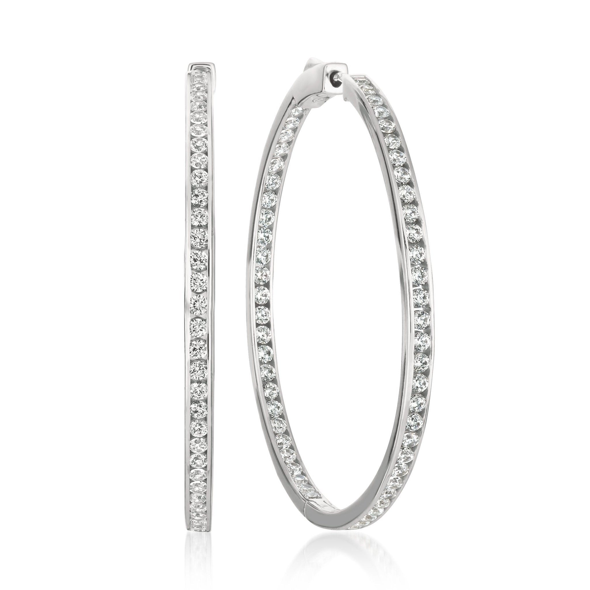 Classic Inside Out Hoop Earrings Finished in Pure Platinum - 1.5 ...